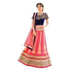 Triveni Fascinating Pink Colored Embroidered Faux Georgette Lehenga Choli